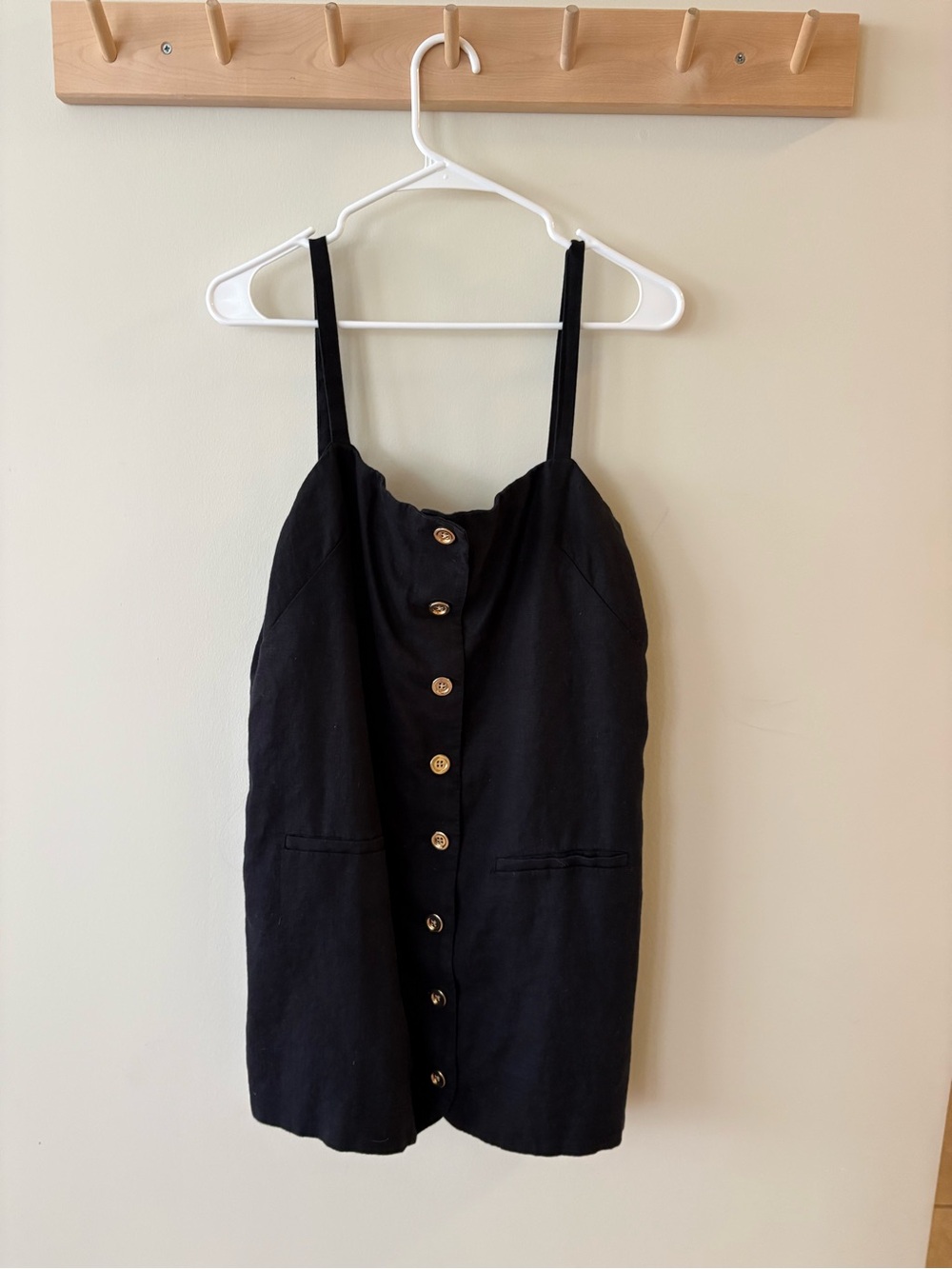 J Crew Black Button-Front Spaghetti Strap Top